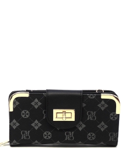 CM Monogram Turn Lock Crossbody Wallet CM041 GRAY